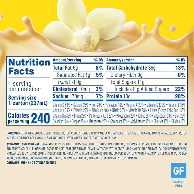 Carnation Breakfast Essentials Ready-to-Drink Classic French Vanilla, 8 FL OZ Carton (Pack of 24) (Packaging May Vary)