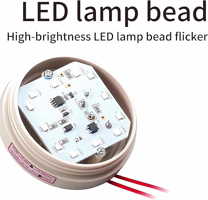 LTE-5061J LED Steady Beacon Light with Buzzer, 110V Screw Mount Constant Warning Alarm Lamp for Factory Equipment, Security Systems, Warehouse Safety, Waterproof, Red (Steady + Sound)