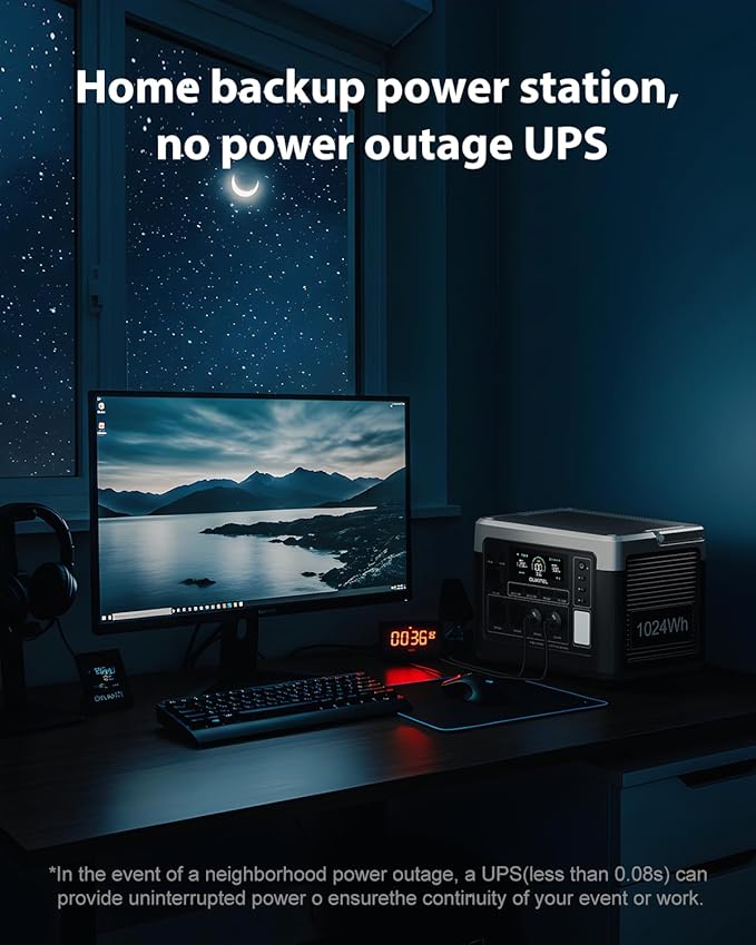 OUKITEL P1000 Plus 1800W/1024Wh Power Station with 200W Solar Panel, 1200W Fast Charging, Solar Generator with 4 AC Outlets (3600W Peak), APP Control Battery Backup for Home, Camping & RVs