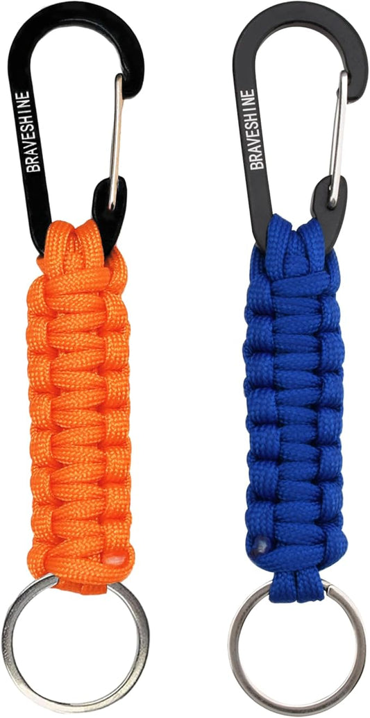 BRAVESHINE Paracord Keychain Carabiner Clip, D Ring Lanyard Hanger Stroller Hook for Water Bottle, Key, Backpacks, Men, Women