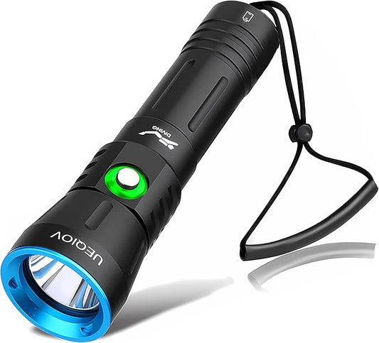 Dive Light Scuba Diving Flashlight Dive Torch Rechargeable,3500Lumens 6 Modes Underwater Light,IPX8 Waterproof Flashlight, Safety Dive Lights with Power Indicator for Night Diving