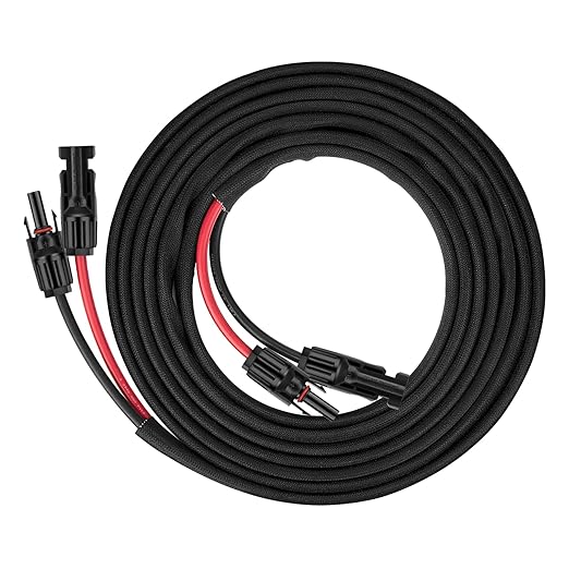20FT 10AWG Solar Panel Extension Cable with Female and Male Connectors, Solar Cable for Solar Panels, Charge Controllers and Solar Generator (10AWG, 20FT)