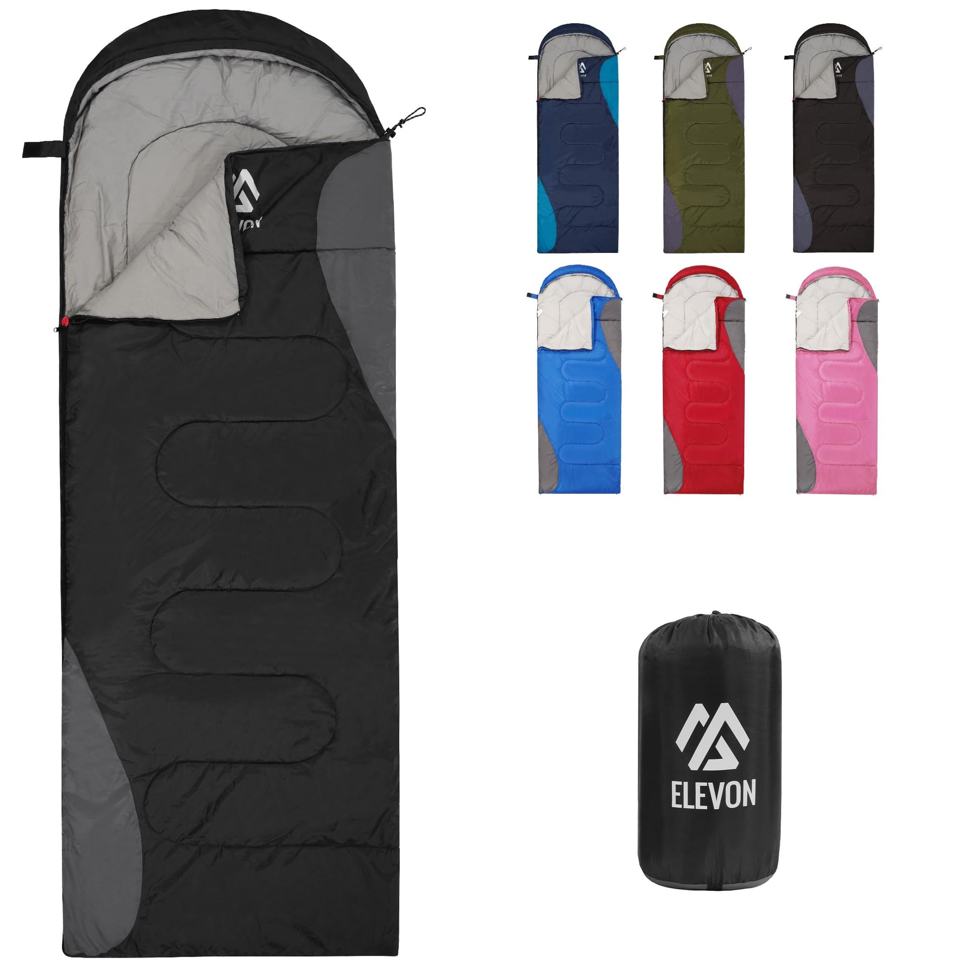 Elevon Sleeping Bag for Adults Teens Kids Cold Warm Weather, Portable Waterproof & Lightweight