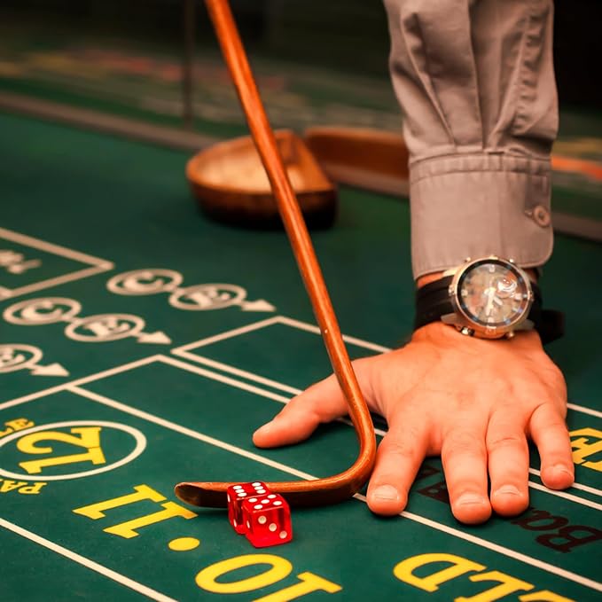 Leyndo Craps Tabletop Game Set, Includes 24" Craps Rattan Stick, Casino Grade AAA 19 mm Dice, 3" Craps ON/Off Poker Button for Craps Game Table