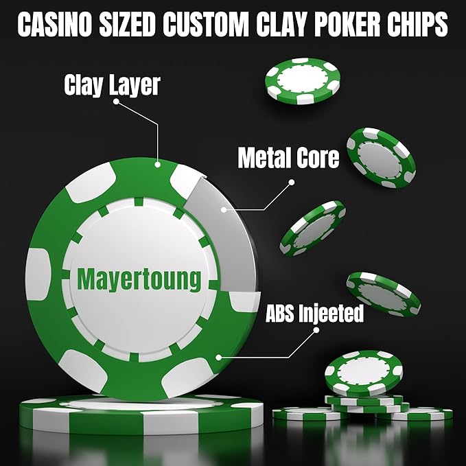25 Custom Clay Poker Chips, 40mm Heavy 11.5g Casino Sized Personalized Poker Chips with Your Logo, Image or Text, Custom Drink Tokens for Bar, Party, Tournaments, Golf Club or Events