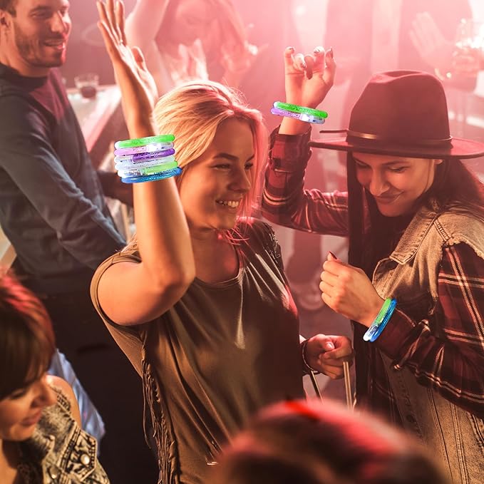 90 Pcs LED Bracelets,6 Color Light Up Bracelets,LED Glow Bracelets,Glow in the Dark Party Supplies Glow Sticks Bracelets for Adults,Light Up Party Favors for Concerts Birthday Carnival