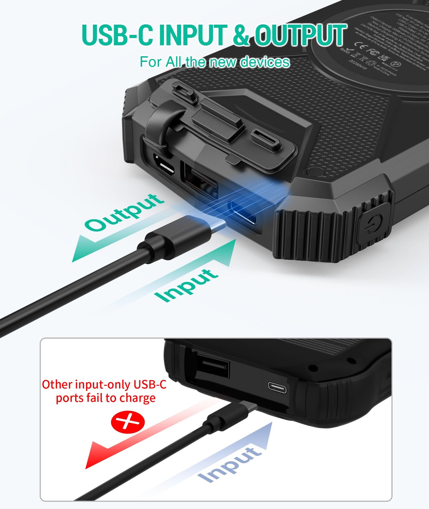 BLAVOR Solar Power Bank 10,000mAh, Portable Wireless Charger, 20W Fast Charging External Battery