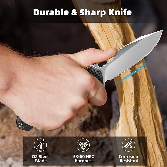 ZENG Folding Pocket Knife, 3.15" D2 Steel Blade Pocket knives, G10 Handle Small EDC Knife, Liner Lock knife, Pocket Knife with Clip for Men Women, Sharp Pocket knive for Camping Hiking Hunting (Black)