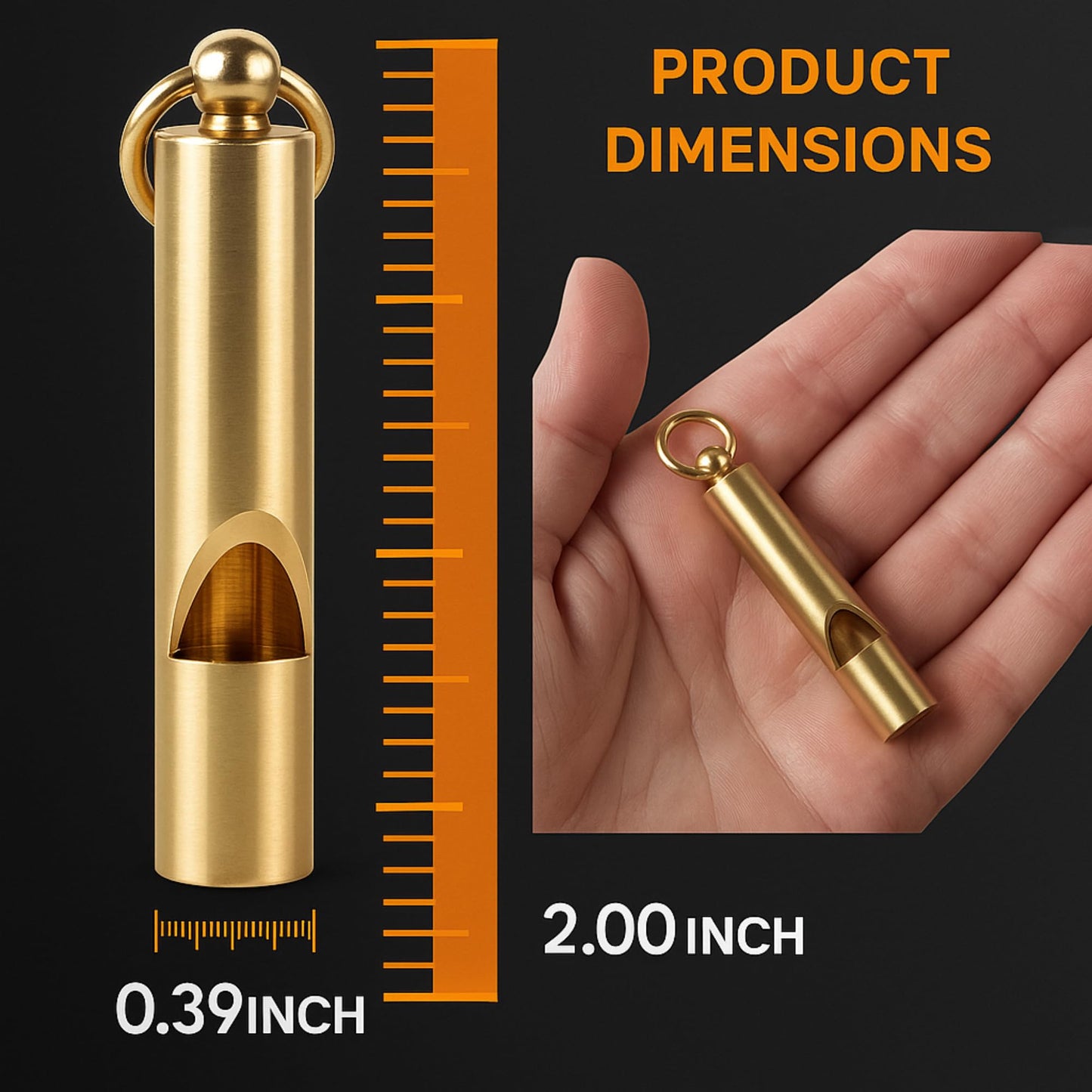 Loudest Brass Whistle — The Original 2-Inch Premium Emergency Whistle 125db+ One Piece Outdoor