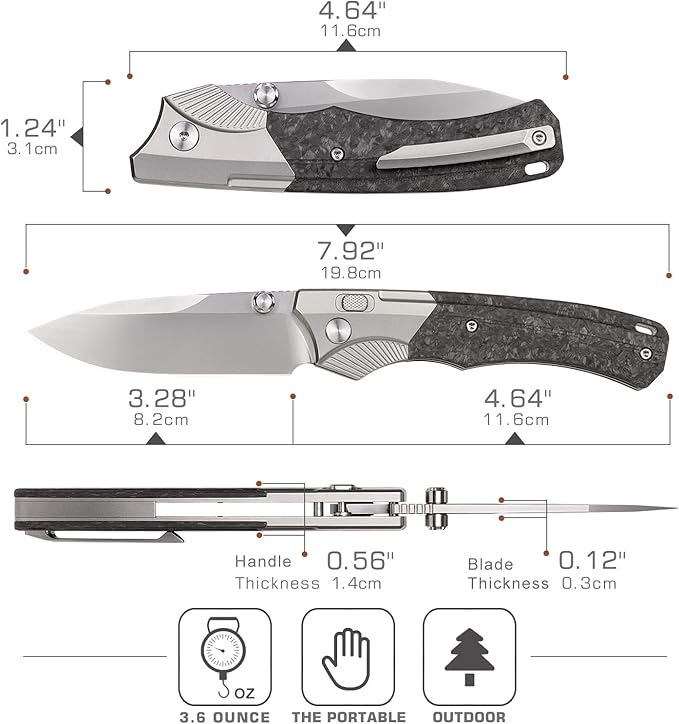 Titanium Pocket Knife WD107, Pearlescent M390 Blade EDC Knife, Men Women Daily Carry Lightweight Folding Knife, Sharp Fishing Camping Knives