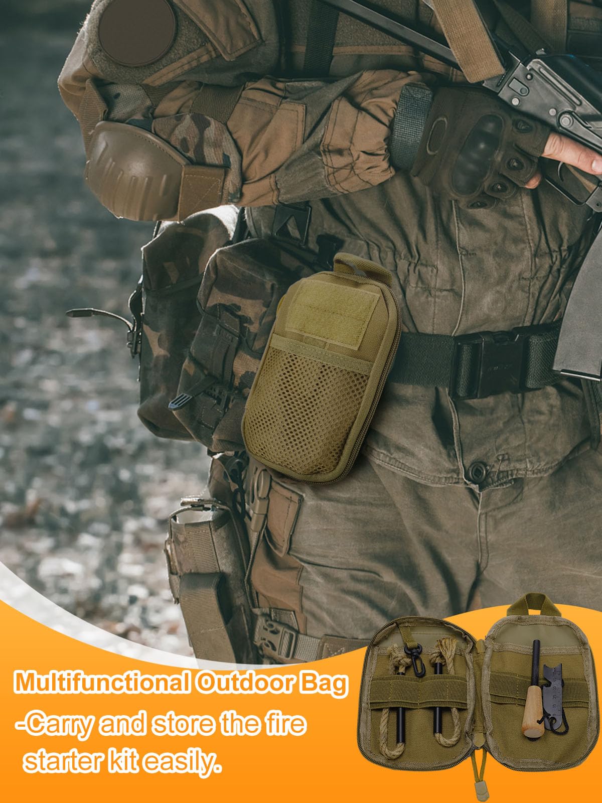 Acostop Fire Starter Tool Kit Survival Gear for Hiking Campfires Bushcraft
