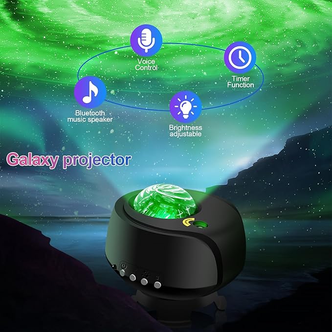 Larger Coverage Area Galaxy Projector,with Changing Galaxy Shapes Star Projector,Night Light with Bluetooth Speaker,White Noise,Gifts for Kids,Adults,Christmas,Birthday(Black)