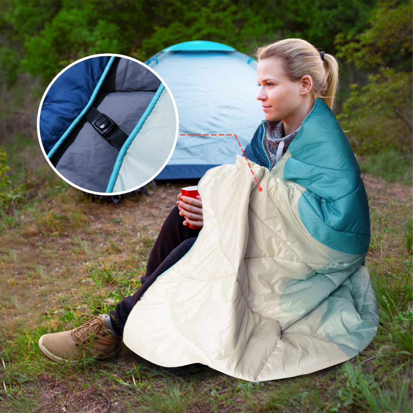 Outdoor Puffy Camping Blanket, Large Outdoor Blanket Waterproof, 55*79''