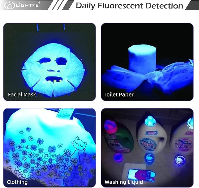 LIGHTFE Black Light D11A 395nm Ultraviolet Flashlight with high-Power Ultraviolet LED Light Source Suitable for UV Glue Curing, Rock Mineral Detection, pet Urine Detection lamp, AC Leak Detector