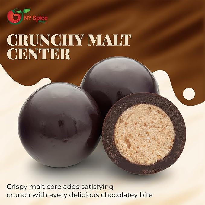 NY Spice Shop Dark Chocolate Espresso Chocolate Malt Balls Party Decorations - 1 Pound Malted Milk Ball Candy Birthday Gifts - Chocolate Malted Milk Balls - Dark Chocolate Malt Ball Holiday Snacks