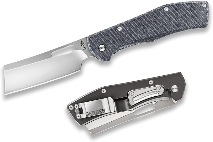 Gerber Gear Flatiron Folding Pocket Knife, EDC Stainless Steel Folding Knife with 3.6" Cleaver Blade and Pocket Clip