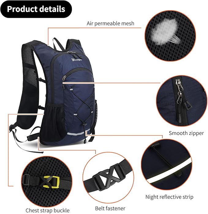 15L Small Hiking Backpack Lightweight Hydration Backpack for Men Women, Warterproof Hiking Daypack for Travel Cycling