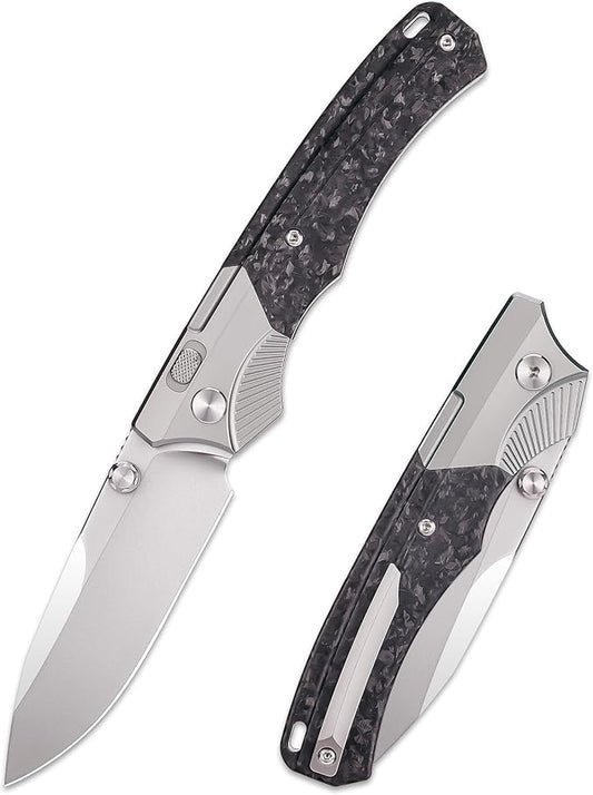 Titanium Pocket Knife WD107, Pearlescent M390 Blade EDC Knife, Men Women Daily Carry Lightweight Folding Knife, Sharp Fishing Camping Knives