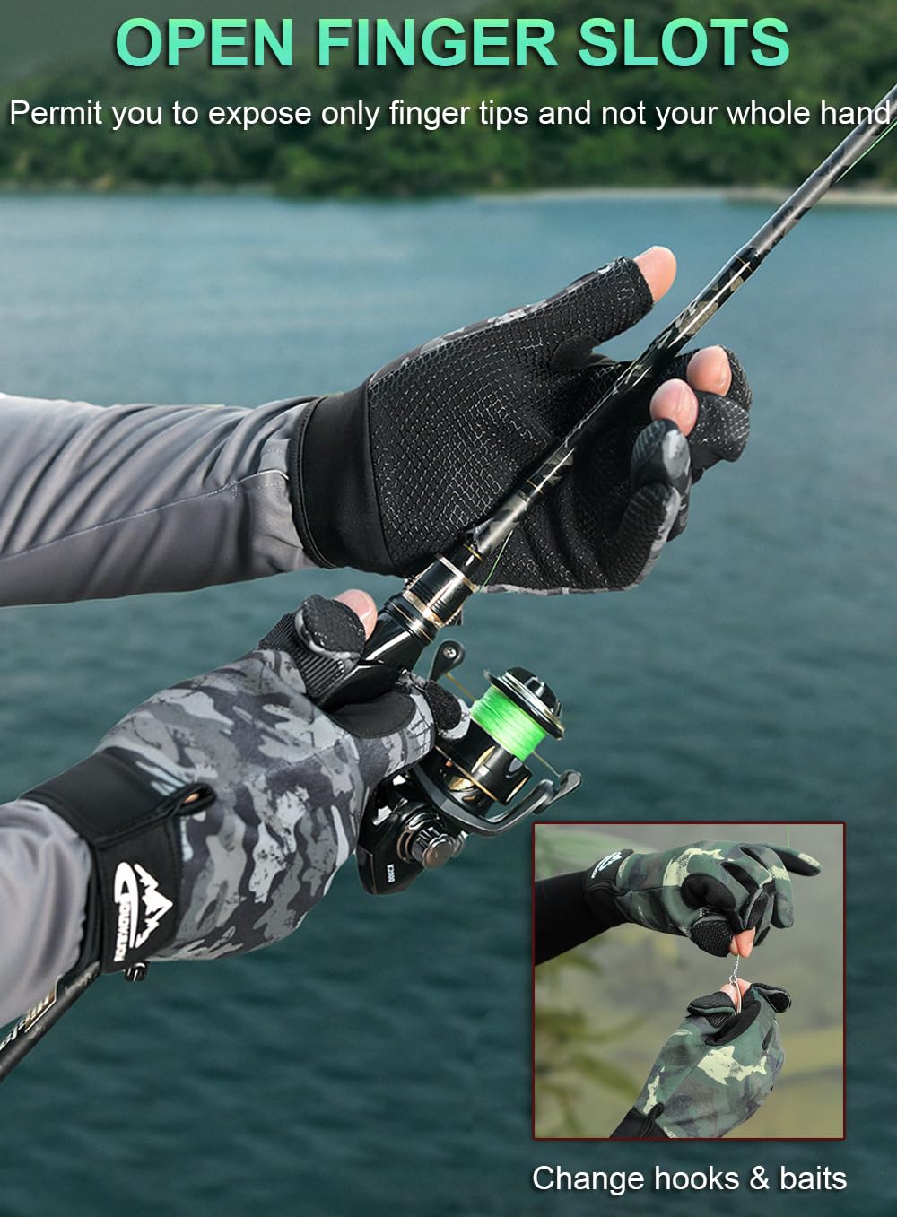 SUJAYU Fishing Gloves for Men & Women, Ice Fishing Hunting Gloves Cold Weather, Kayak Fly Fishing