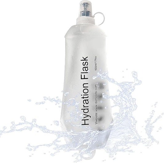 J.CARP 500ml Soft Flask Running Water Bottles, TPU Foldable Running Hydration Flask for Hydration Pack Cycling Hiking Climbing Outdoors Motorbike White