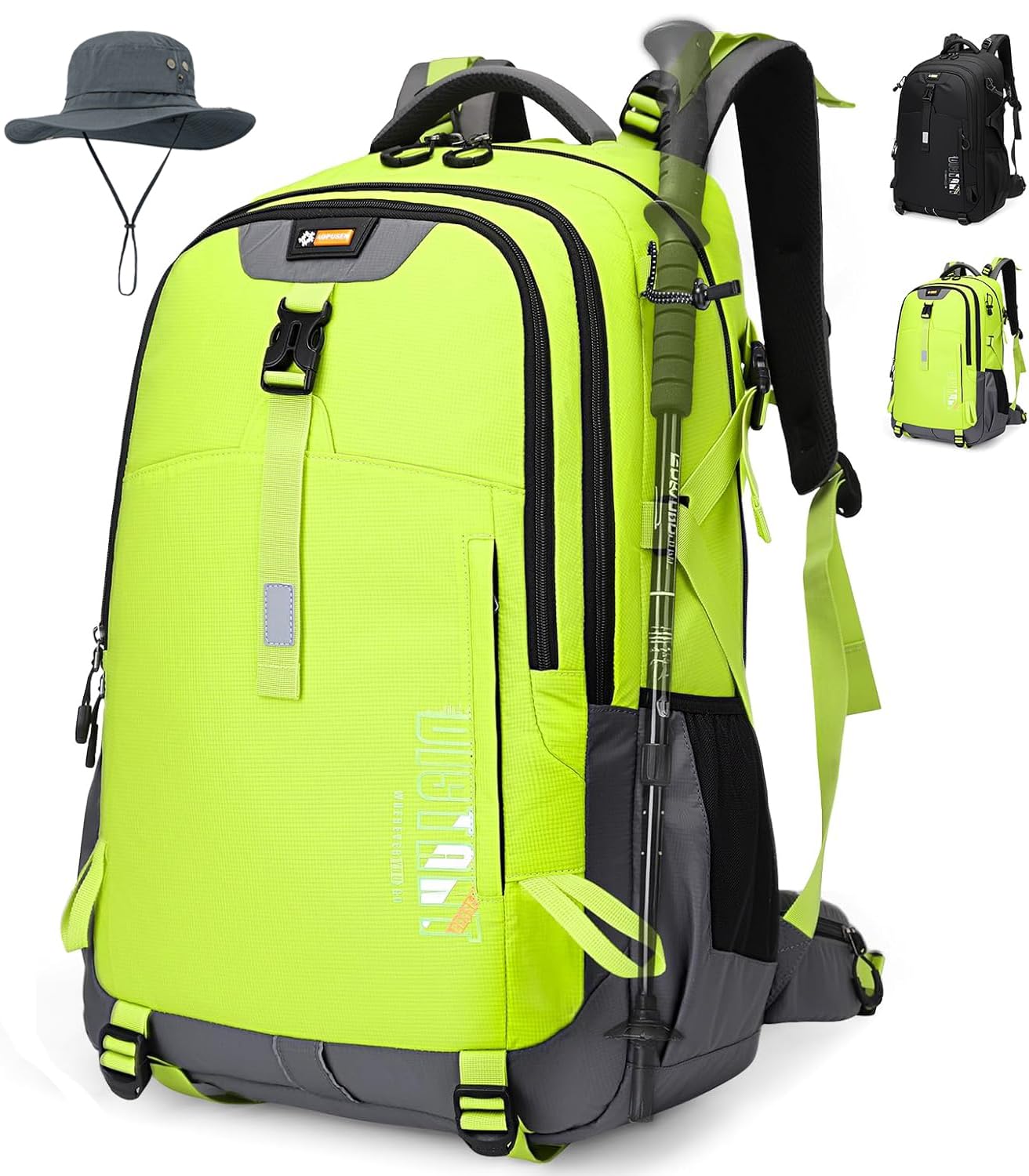 50L Hiking Backpack for Men Women, Waterproof Outdoor Daypack,Green
