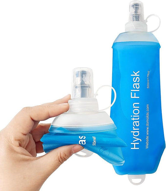 500ml Soft Flask, Soft Water Bottle for Hydration Packs, Running, Hiking, Cycling and Climbing - Blue