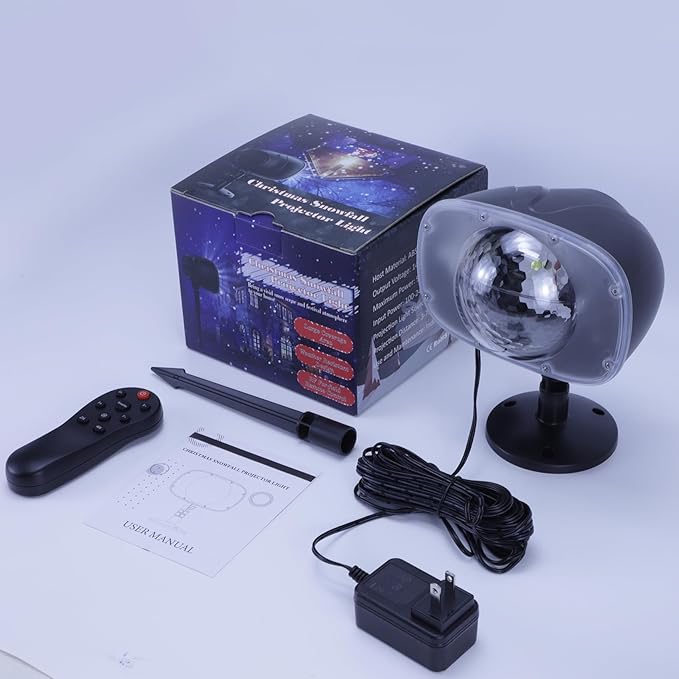 Christmas Snowfall Projector Lights,FLEVO Waterproof Snowfall LED Light Projector,Outdoor Indoor Snow Lighting Projector with Dynamic Snow Effect for Home, Garden, Party, Halloween, Landscape Decor