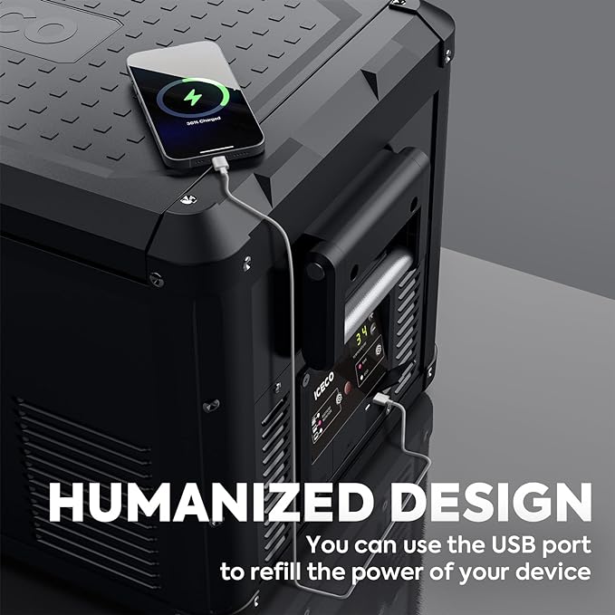 ICECO VL60 ProS Portable Refrigerator, Multi-directional Lid, Dual USB & DC 12/24V, AC 110-240V, 60L Steel Compact Refrigerator Powered by SECOP, 0℉ to 50℉, Home & Car Use [Upgrade, 63 Quarts]