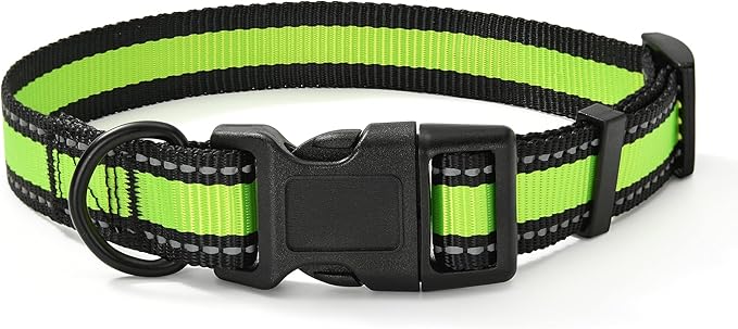 Mile High Life Dog Collar | Nylon Reflective Dog Collars | Light Weight Puppy Collars | Lime Green Dog Collars for Small Dogs (Lime Green, Small)