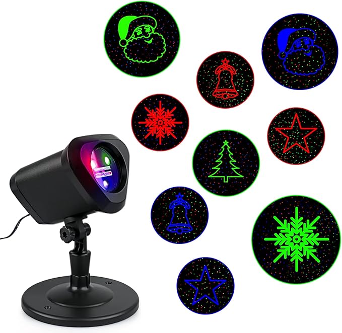 RGB Laser Christmas Lights - Indoor/Outdoor, 3 Colors, Multiple Patterns, Waterproof with Remote - for Holiday Decor