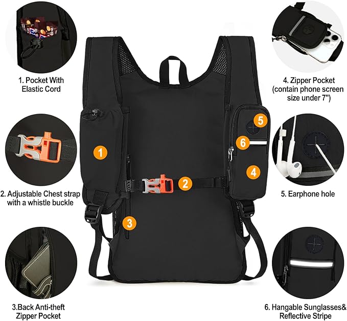Seektop 15L Small Hiking Backpack for Women Men, Foldable Packable Backpack with Phone Pocket, Lightweight Travel Daypack for Hiking Camping Outdoor (Black)