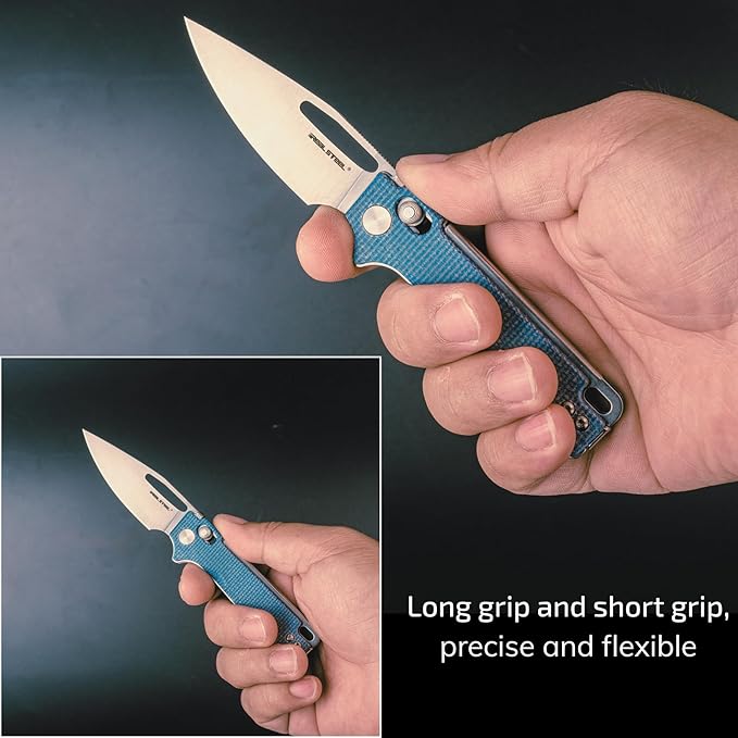 REALSTEEL VIS Pocket Knife, Folding Knife, Crossbar Lock, 2.72" Small 12C27 Steel Satin Plain Blade, Thumb Hole, G10 Handle, 1.94oz, Pocket Clip, Versatile Outdoor Indoor EDC Knife, Gifts for Men Women Camping Hiking Fishing Climbing (Pink G10/Satin)