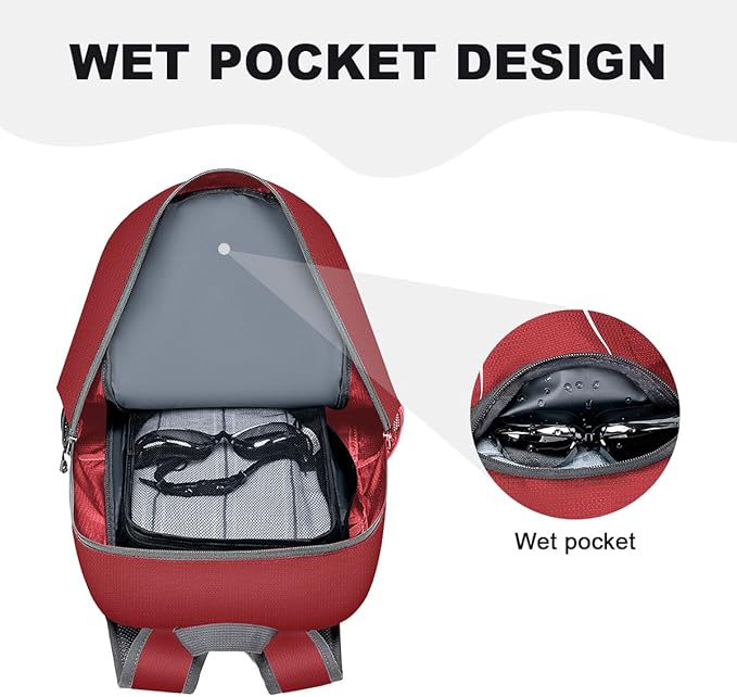 MIYCOO Backpack - Ultra Lightweight Packable Backpack for Travel Camping, 45L Hiking Back Pack Waterproof Foldable Daypack for Men Women Red
