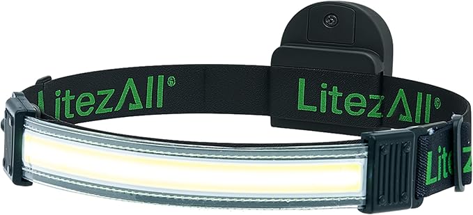 LitezAll Tactical LED Headlamp with Adjustable Headband, Flat Battery Powered Headlamp for Hiking, Camping, Emergency Use ??Hands-Free Outdoor Light for Camping Lights & Lanterns Setups