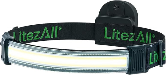 LitezAll Tactical LED Headlamp with Adjustable Headband, Flat Battery Powered Headlamp for Hiking, Camping, Emergency Use ??Hands-Free Outdoor Light for Camping Lights & Lanterns Setups