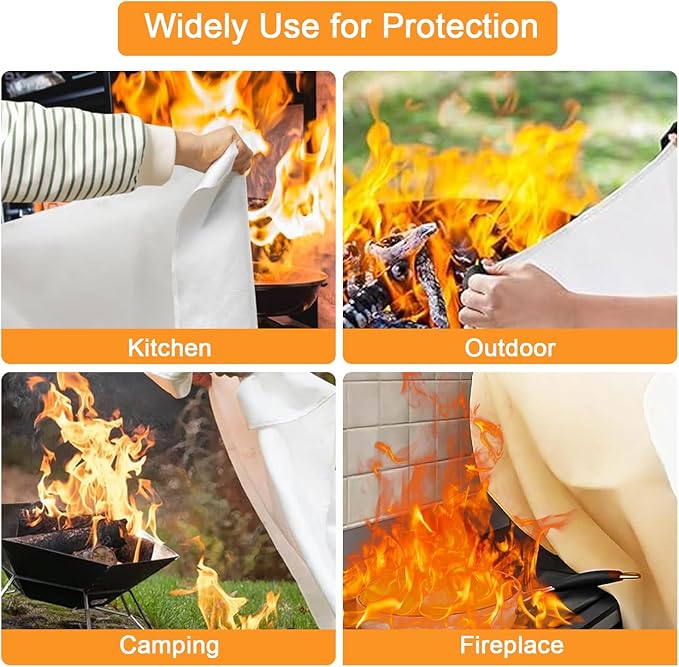 Fire Blanket for Camping Grill Kitchen Emergency Fire Blanket for Home Lightweight Portable Package
