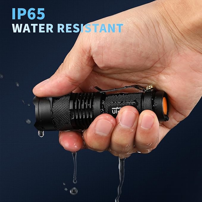 ULTRAFIRE 5 Pack SK68 Tactical and Small Flashlights,7w 3-Mode Pocket Torch Adjustable Focus Zoom Light Lamp