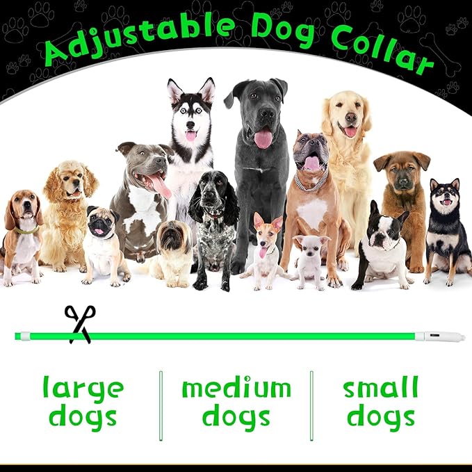 Weewooday 3 Pcs Dog Collar LED USB Rechargeable Lights Dog Necklace Collars Doggy Lights for Night Walking Adjustable Safety Lamp Pet Collars for Large Medium Small Puppy Pet(Green,Classic Style)