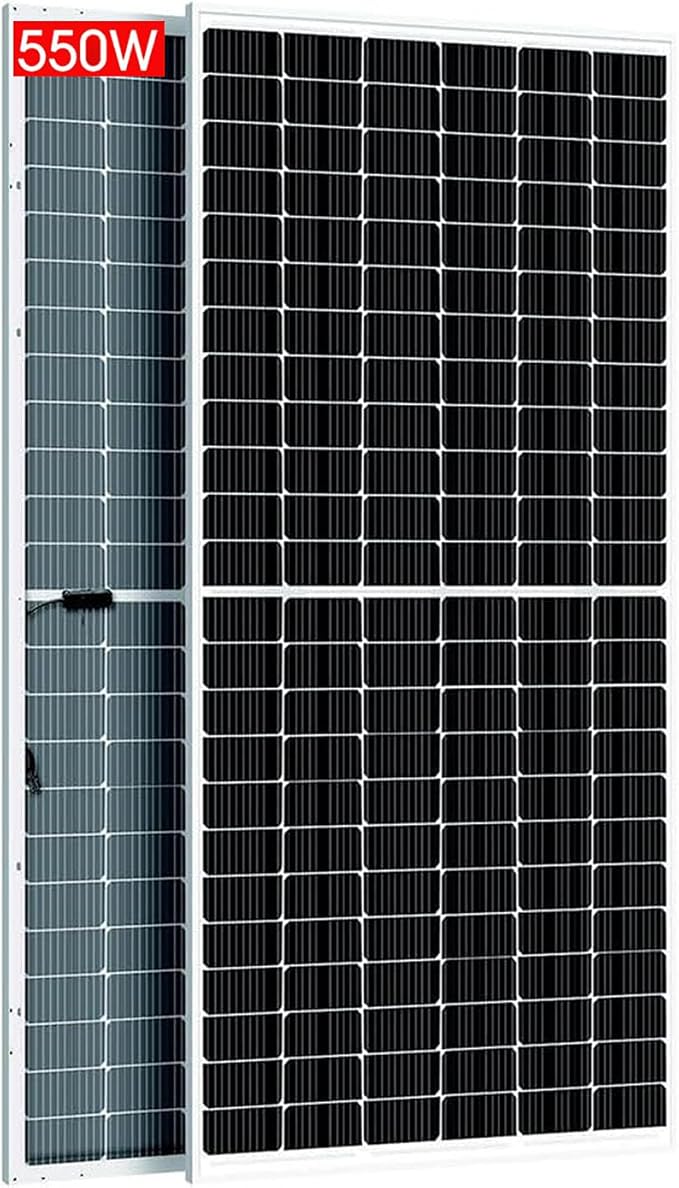 31PCS Solar Panels 550W Bifacial Mono 21.5% High-Efficiency Solar Module PV Power Charger for Home Roof and Various Other Off-Grid Applications