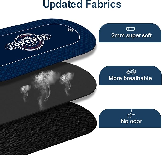 CONTINUE Upgraded Waterproof Poker Mat 8 Players Texas Hold'em Poker Mat Professional Poker Mat Anti-Slip Rubber Poker Table Top Layout with Carrying Bag for Poker Games, Blackjack, Casino（70 x 35 ）