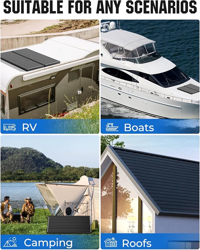 18BB N-Type 1000 Watt Solar Panel, 12V 10PCS 100W Solar Panels, 25% High-Efficiency, Monocrystalline PV Modules, for RV, Marine, Boat, Shed Farm, Rooftop, Farm and Off-Grid System