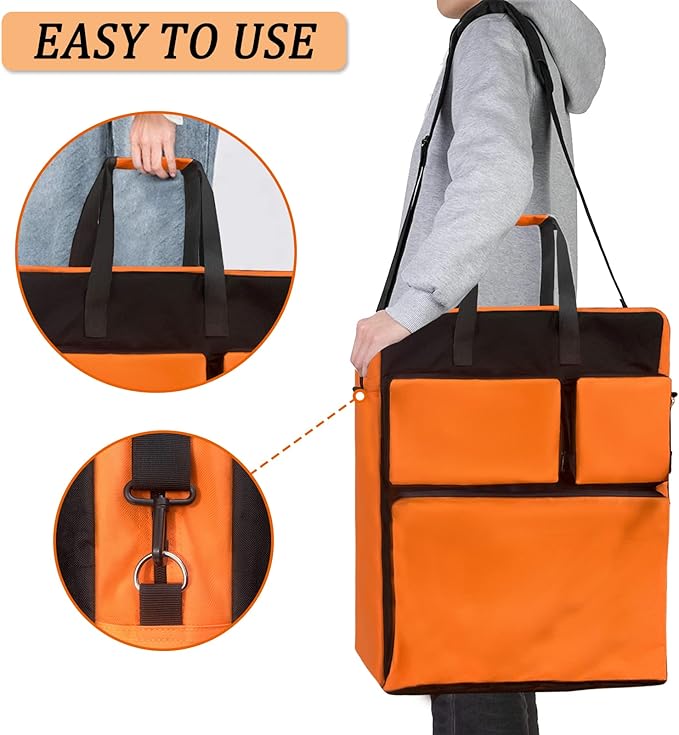 Padded Utility Solar Panel Bag,for Jackery 100 watt Solar Panel,Double Layer Design, Can Hold 2 Battery Panels,Orange