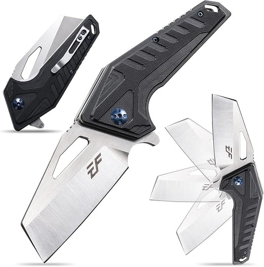 Eafengrow EF933 Pocket Folding Knife EDC D2 Steel Blade Knives G10 Handle Pocket Clip EDC Knife Emergency Outdoor Camping Tools (black)