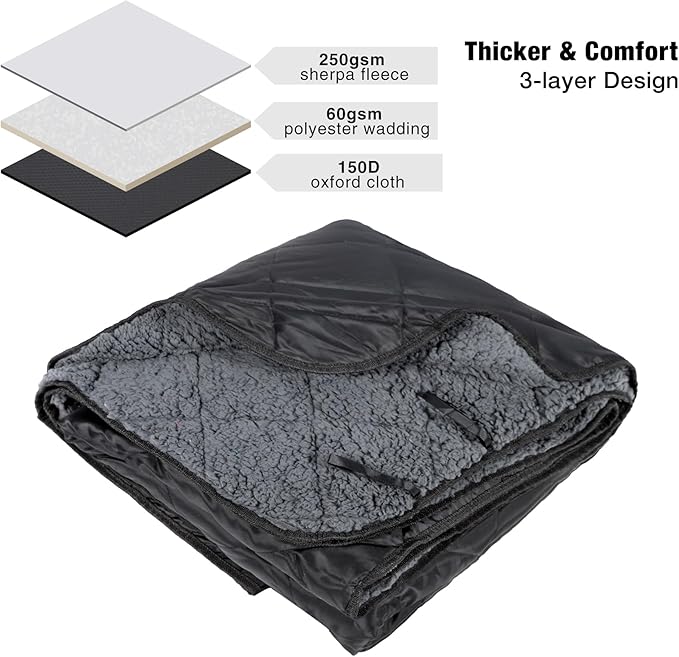 REDCAMP Large Camping Blanket with Sherpa Lining, Cold Weather Warm Outdoor Blanket Windproof for
