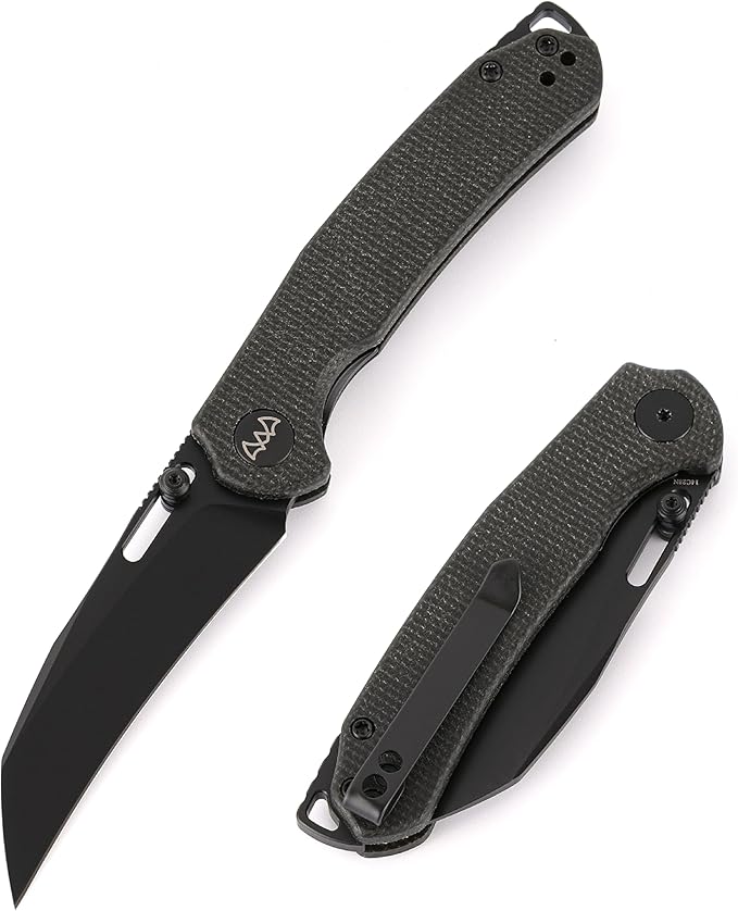 Folding Pocket Knife, 3.1" Stonewash Blade EDC Knife with Safety Liner Lock, Small Pocket Knife with Clip for Men, Sharp Camping Hiking Hunting Survival Knives