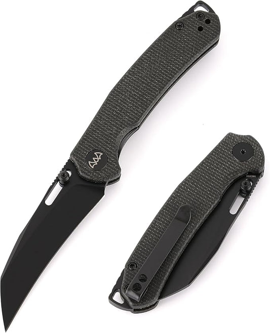 Folding Pocket Knife, 3.1" Stonewash Blade EDC Knife with Safety Liner Lock, Small Pocket Knife with Clip for Men, Sharp Camping Hiking Hunting Survival Knives