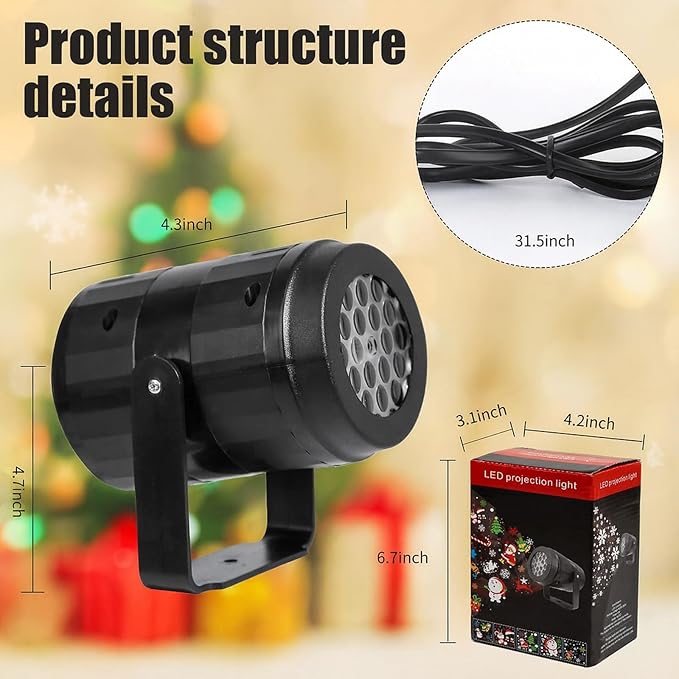 Christmas Projector Lights Indoor/Outdoor, Led Lights Projector for Christmas Decorations, Holiday Projector for Christmas Party,2025 Upgrade Christmas Indoor for Home，Xmas Gift