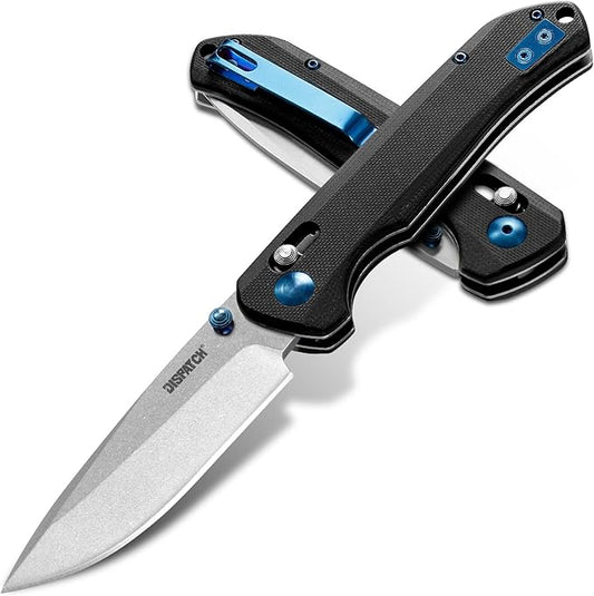 Axis Lock Folding Pocket Knife with Clip, 3.46" D2 Steel Drop Point Blade and G10 Handle, Crossbar Lock Knives for Men Women Camping Hiking Survival Pocketknife