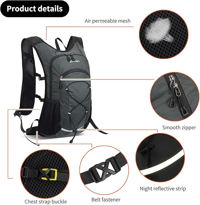 15L Small Hiking Backpack Lightweight Hydration Backpack for Men Women, Warterproof Hiking Daypack for Travel Cycling