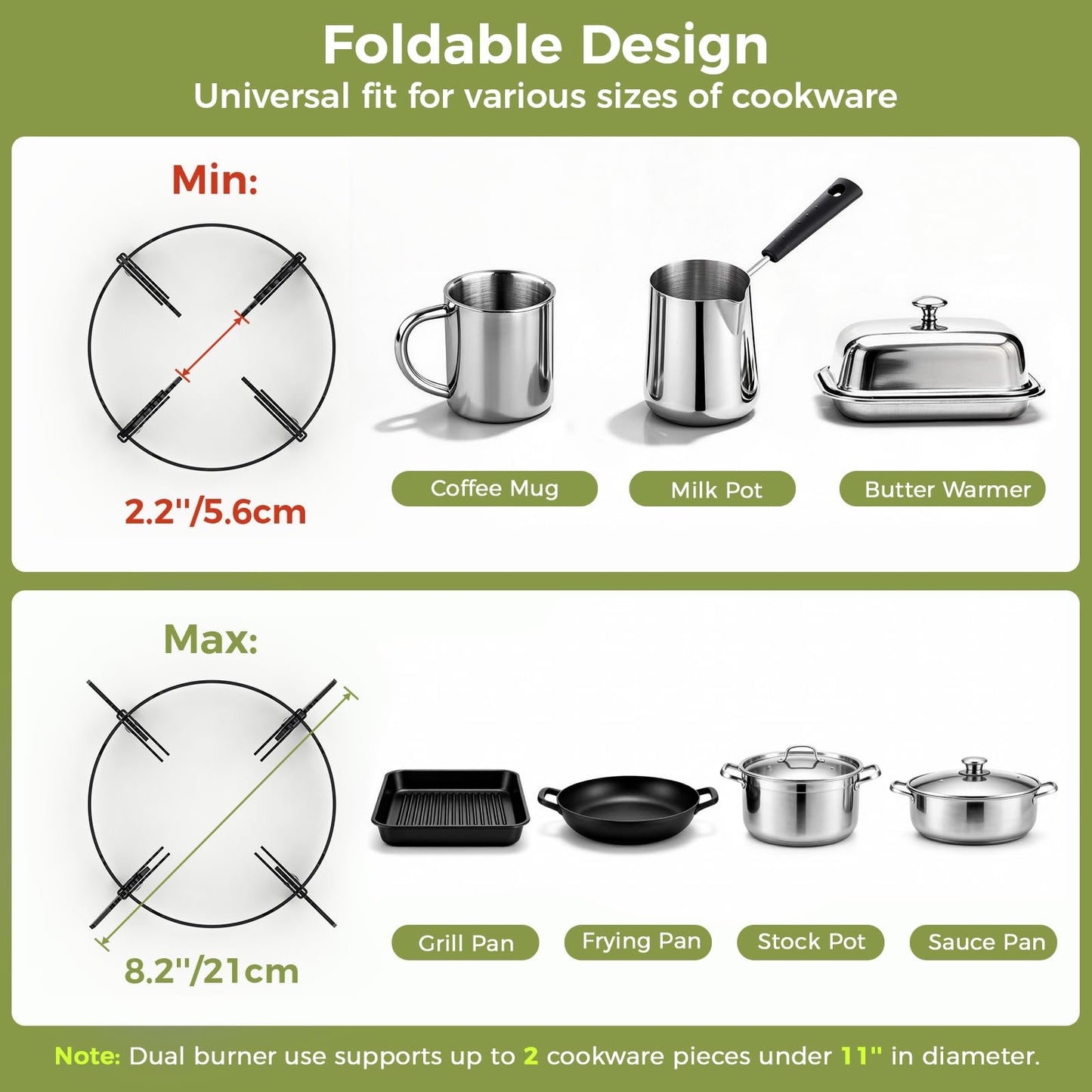 MoKo Propane Camping Stove 2 Burner, 36,000 BTU Infrared & Open Flame Hybrid, Windproof Folding